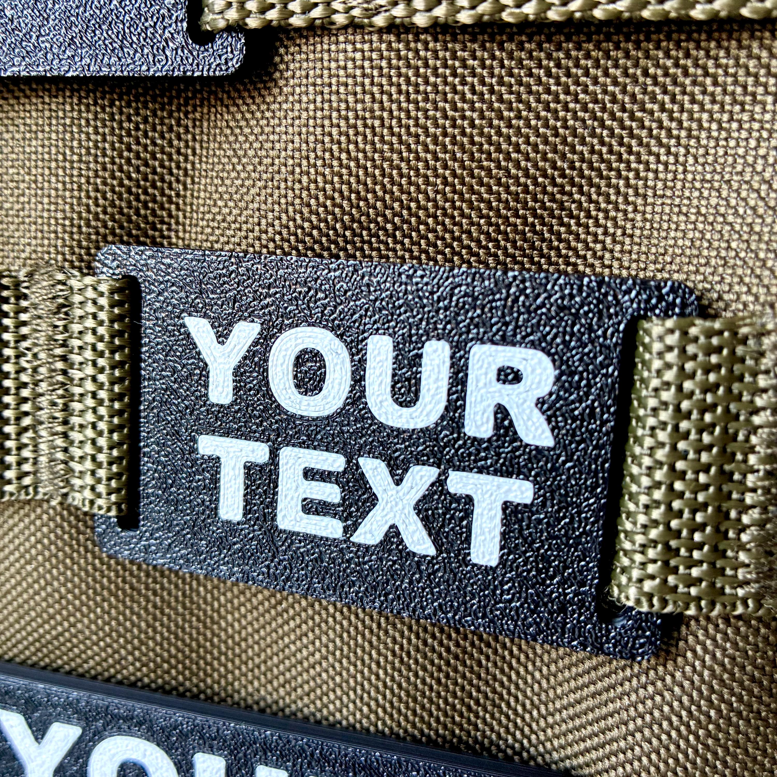 Personalised Text Molle Tag - Custom Plastic Badge Patch for Tactical Backpack Webbing Straps