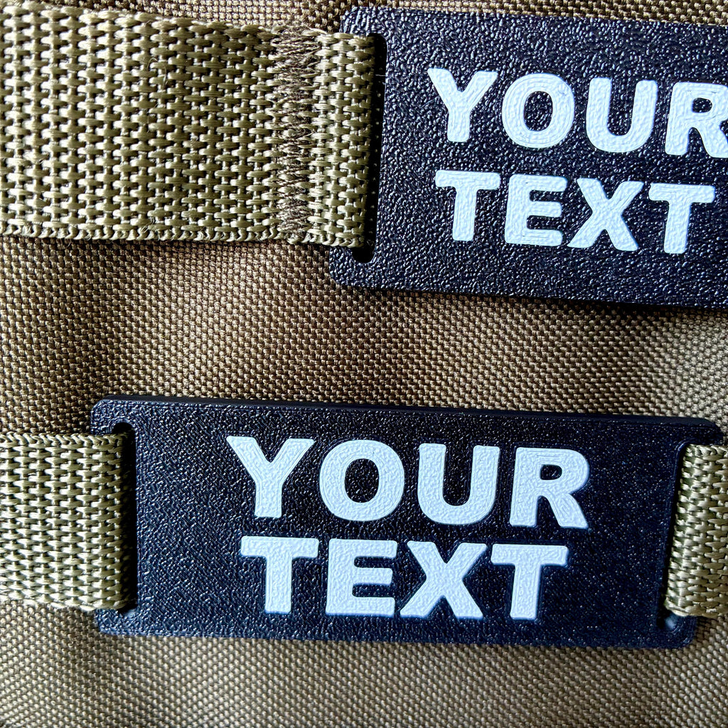 Personalised Text Molle Tag - Custom Plastic Badge Patch for Tactical Backpack Webbing Straps