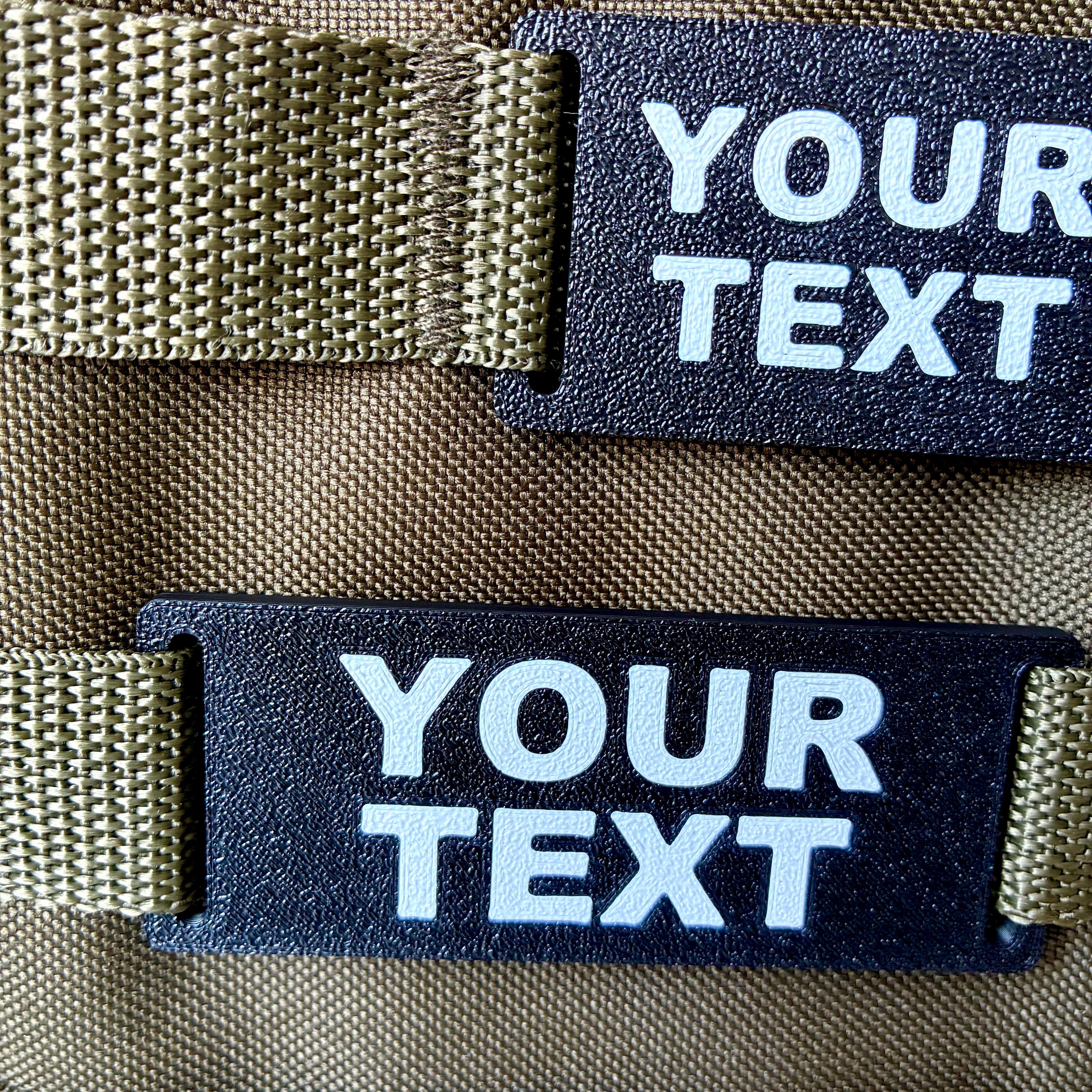 Personalised Text Molle Tag - Custom Plastic Badge Patch for Tactical Backpack Webbing Straps