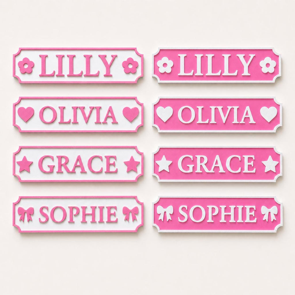 Personalised Name Pink Door Sign – Custom Girls Bedroom Decoration Plate Plaque