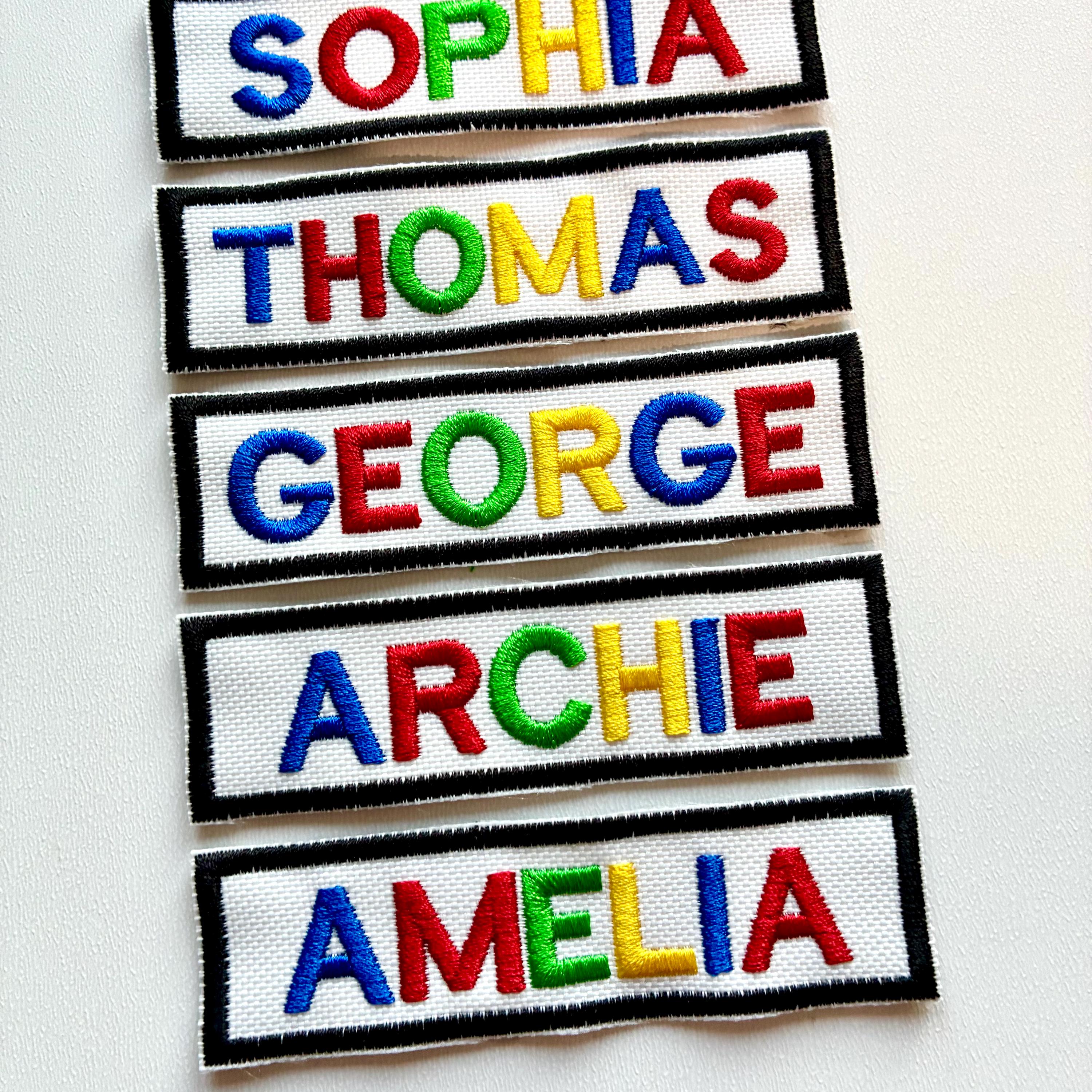 Personalised Embroidered Rainbow Text Patch Sew/Iron/VELCRO® Custom Name Badge