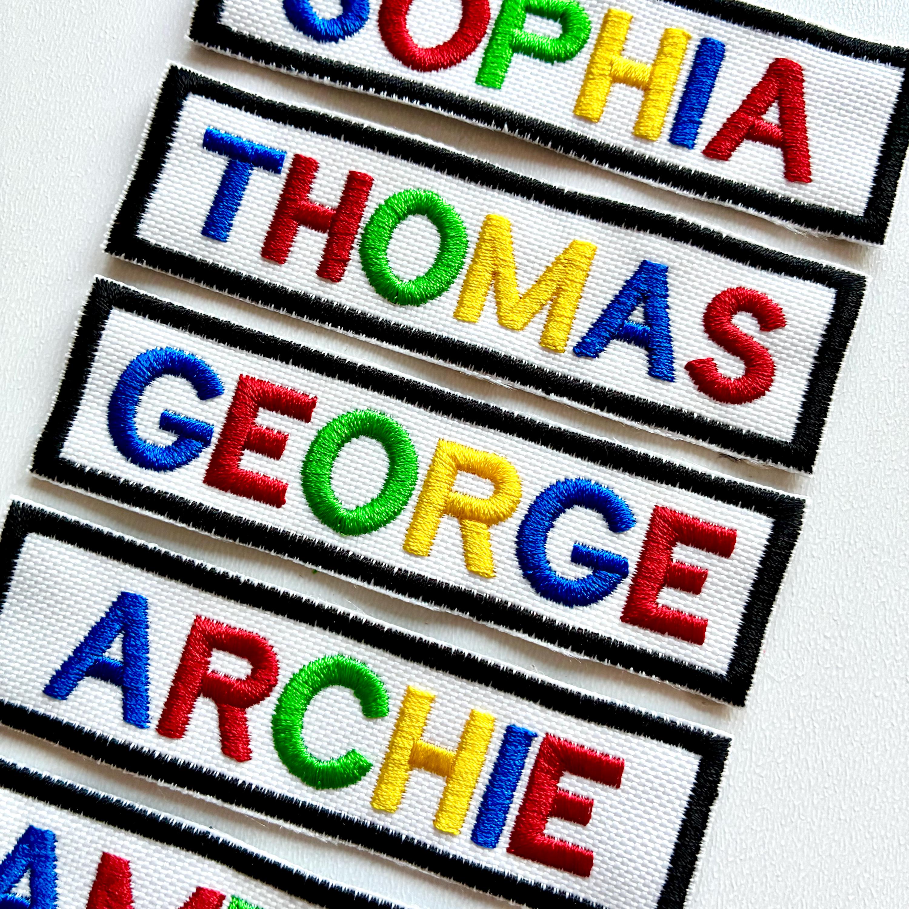 Personalised Embroidered Rainbow Text Patch Sew/Iron/VELCRO® Custom Name Badge
