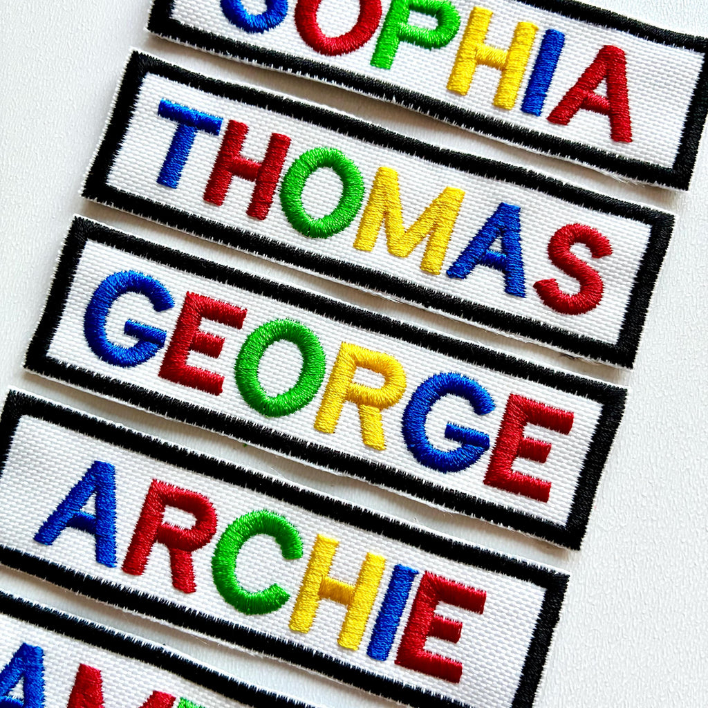 Personalised Embroidered Rainbow Text Patch Sew/Iron/VELCRO® Custom Name Badge
