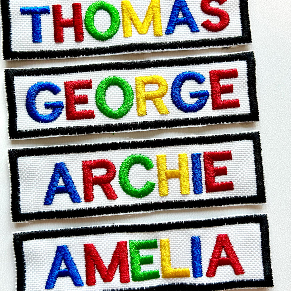 Personalised Embroidered Rainbow Text Patch Sew/Iron/VELCRO® Custom Name Badge