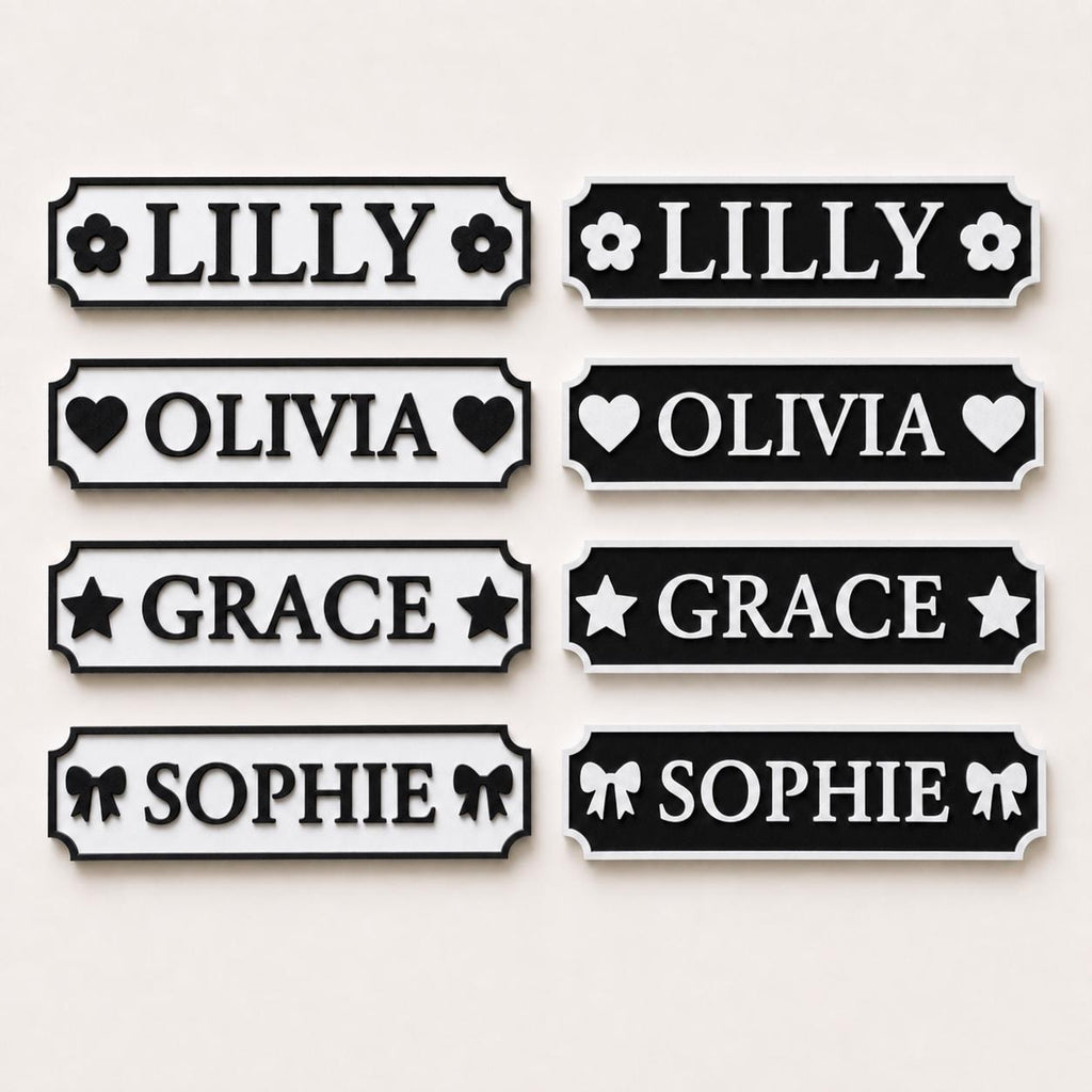 Personalised Name Black Door Sign – Custom Girls Bedroom Decoration Plate Plaque