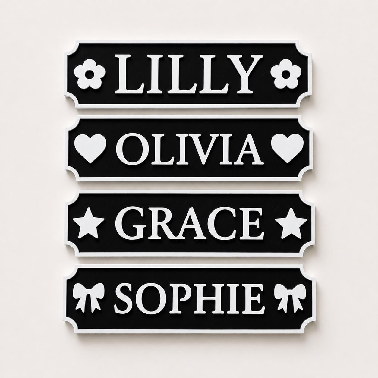 Personalised Name Black Door Sign – Custom Girls Bedroom Decoration Plate Plaque