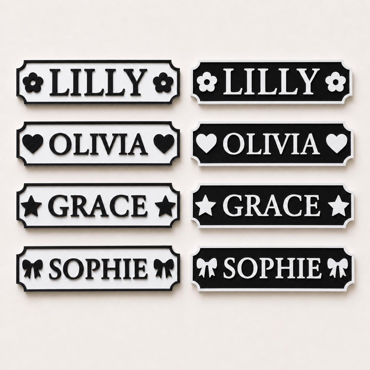 Personalised Name Black Door Sign – Custom Girls Bedroom Decoration Plate Plaque