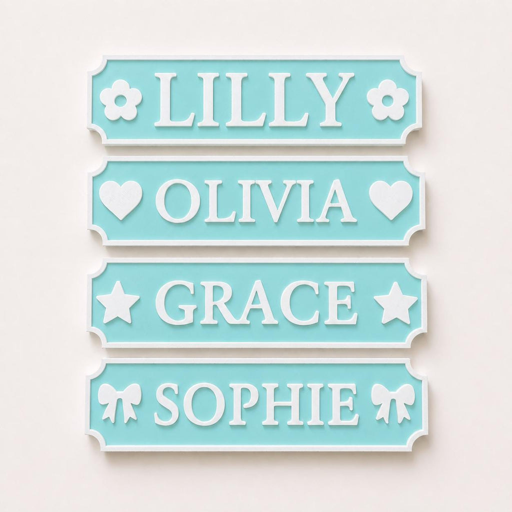 Personalised Name Blue Door Sign – Custom Girls Bedroom Decoration Plate Plaque