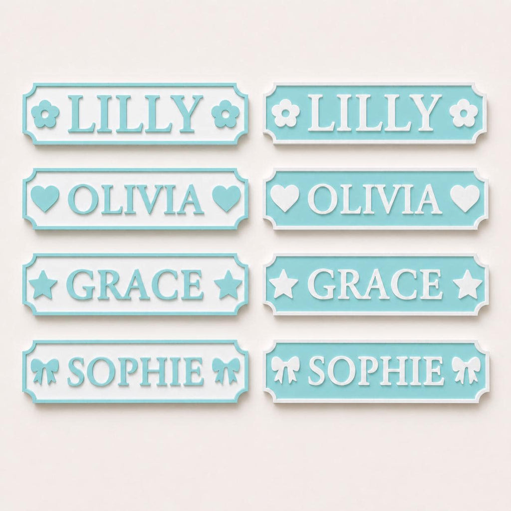 Personalised Name Blue Door Sign – Custom Girls Bedroom Decoration Plate Plaque