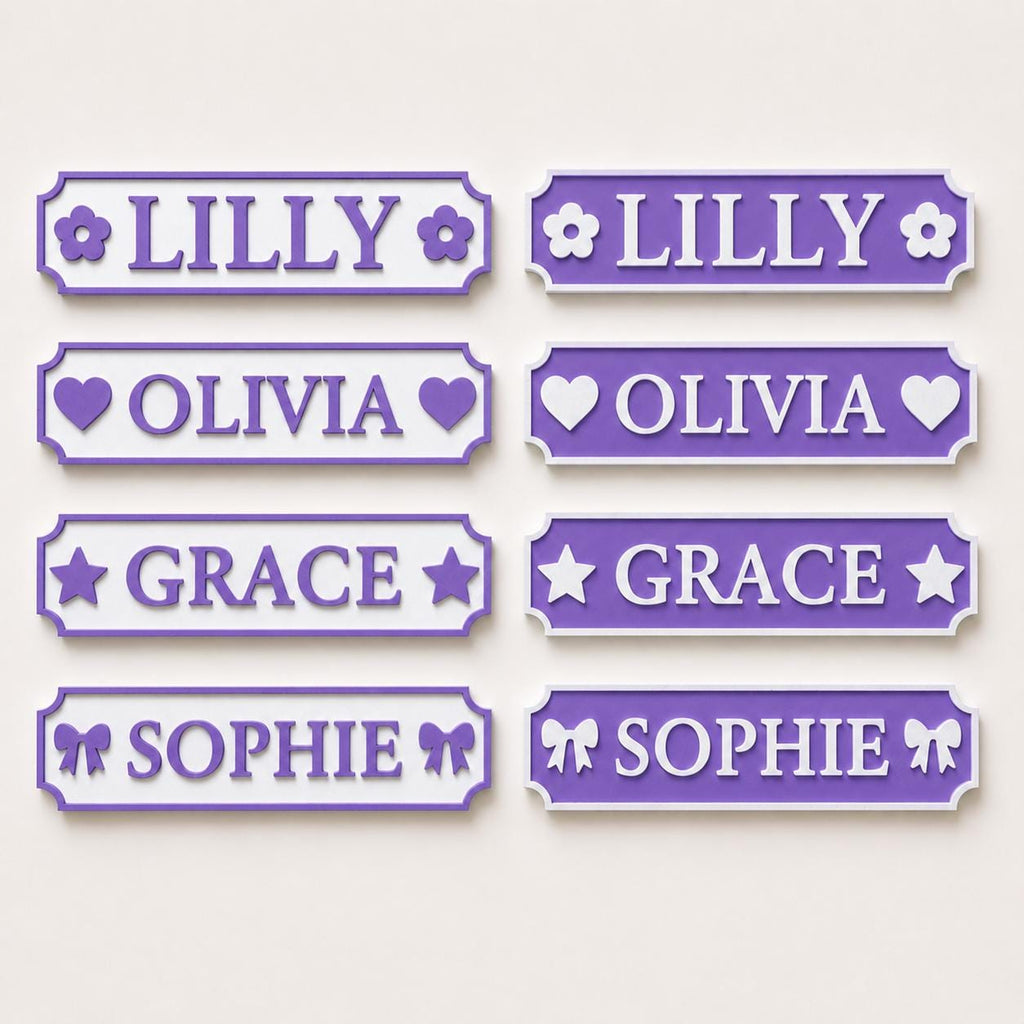 Personalised Name Purple Door Sign – Custom Girls Bedroom Decoration Plate Plaque