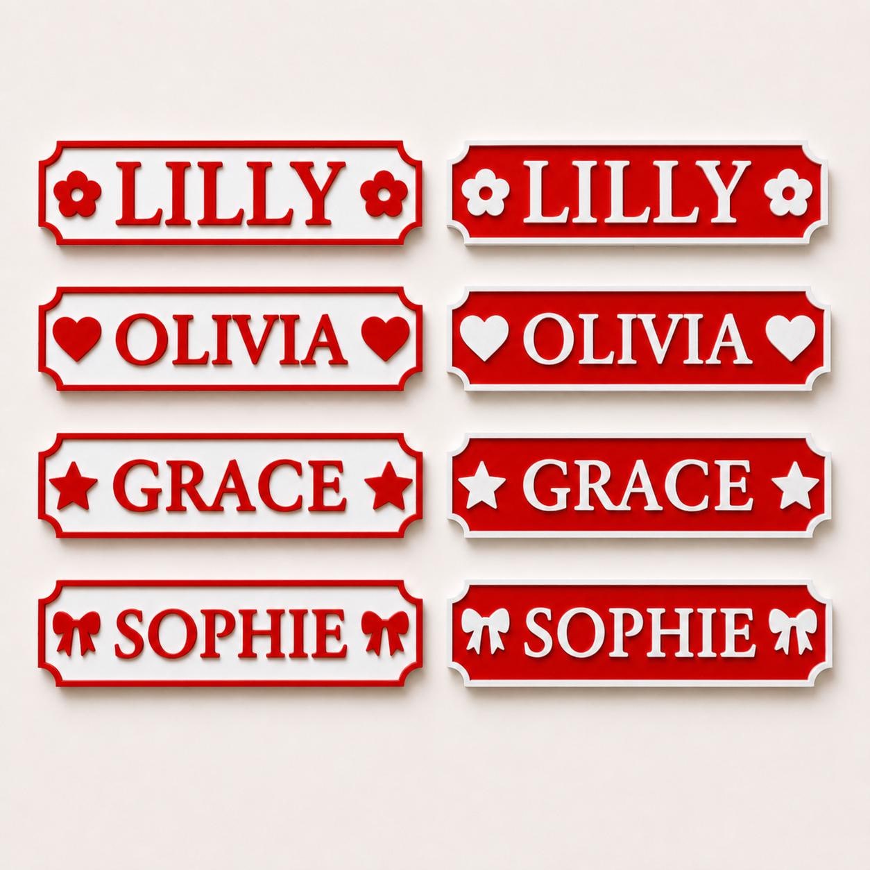 Personalised Name Red Door Sign – Custom Girls Bedroom Decoration Plate Plaque