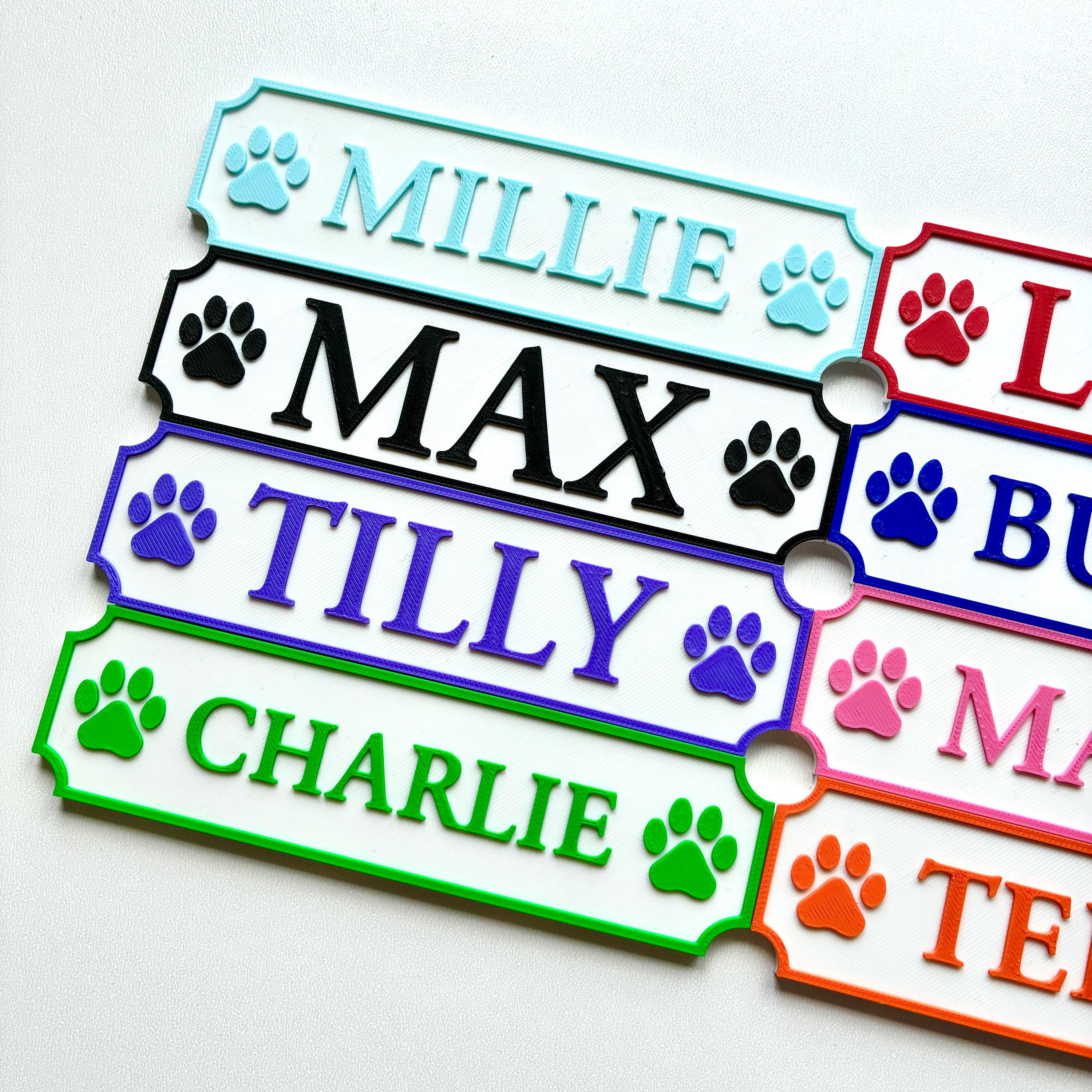 Personalised Dog Name Paw Sign – Custom Pet Crate Cage House Decoration Plate