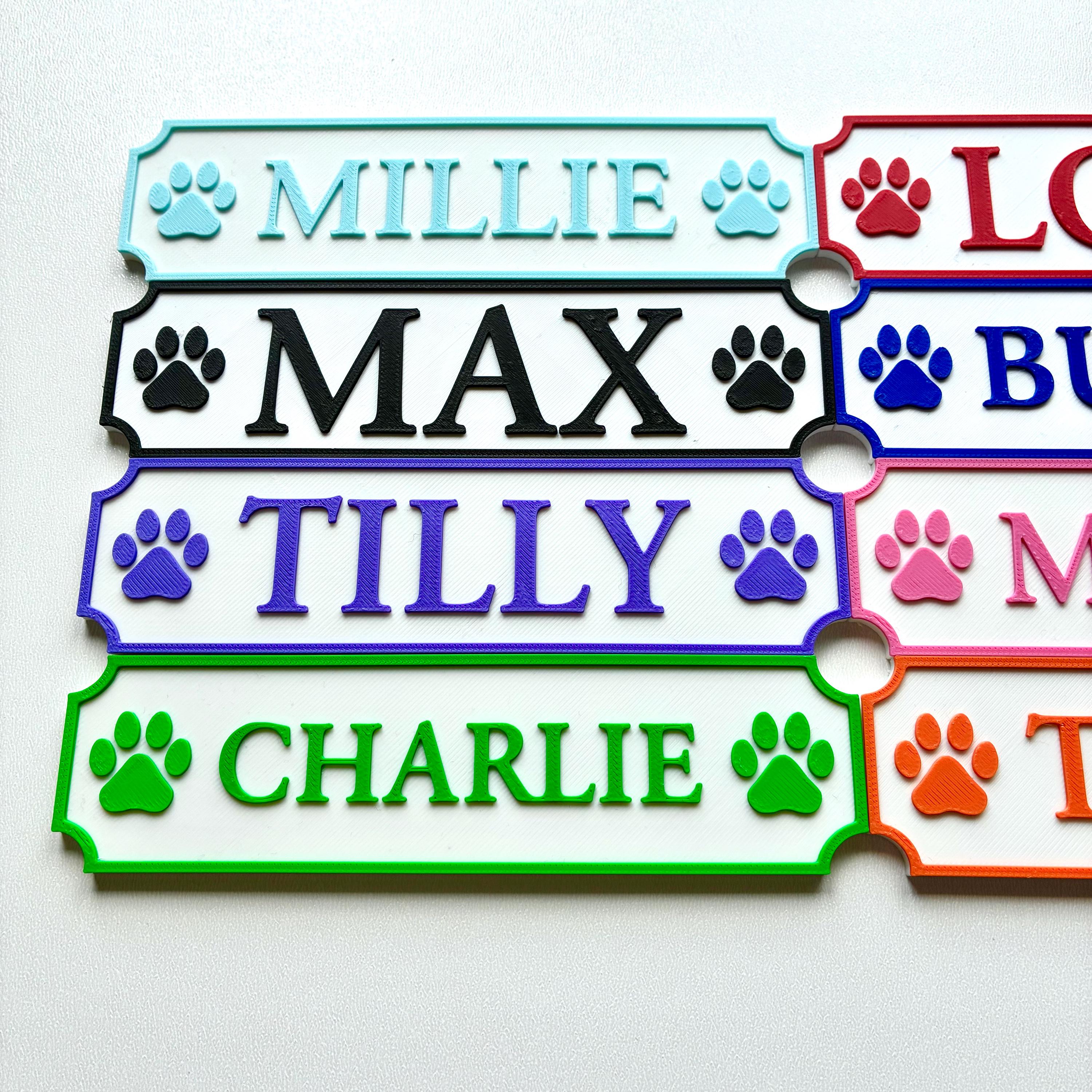 Personalised Dog Name Paw Sign – Custom Pet Crate Cage House Decoration Plate