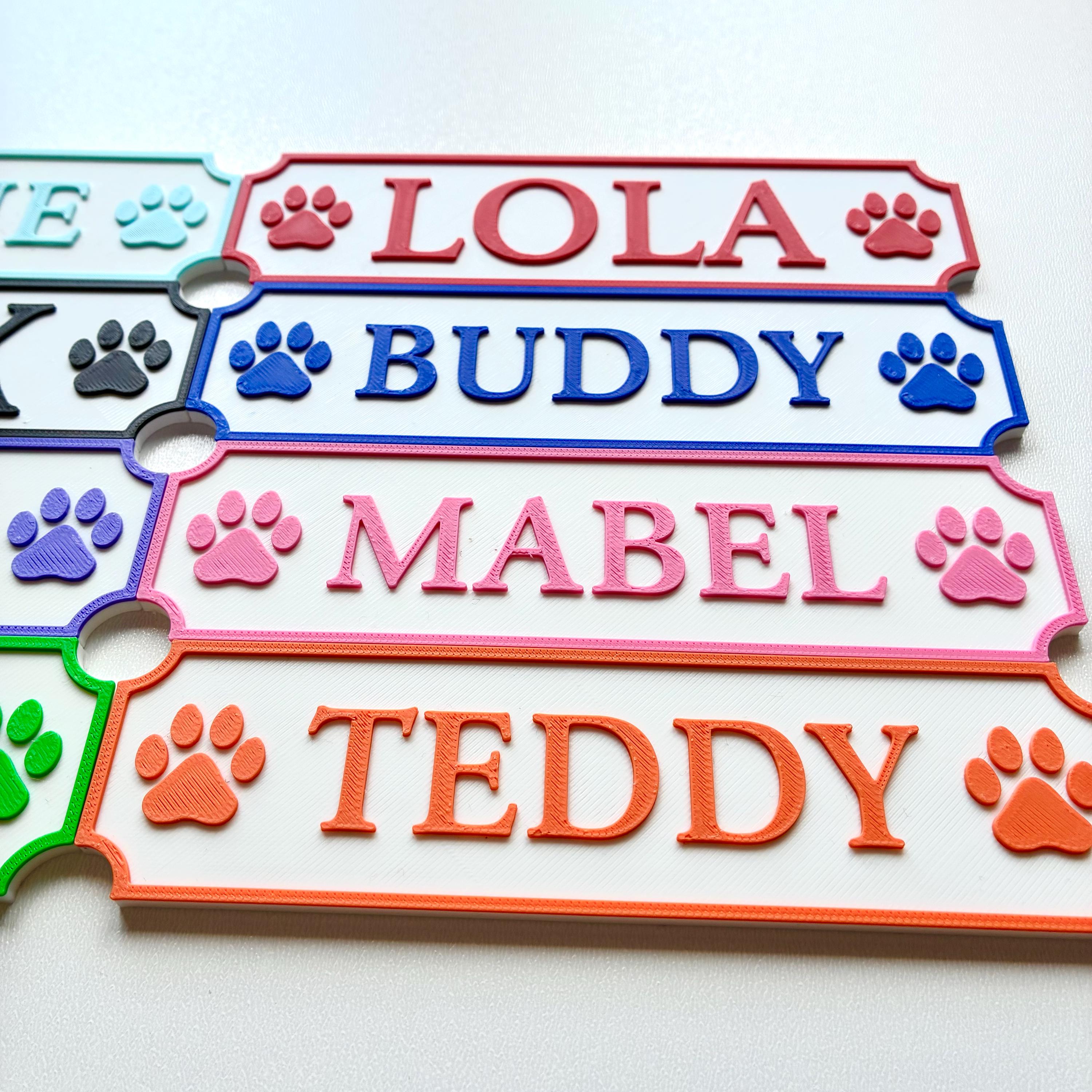 Personalised Dog Name Paw Sign – Custom Pet Crate Cage House Decoration Plate