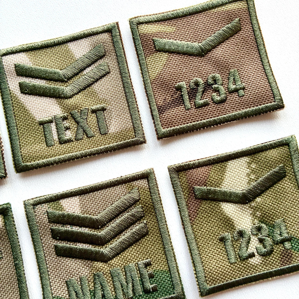 Personalised Embroidered Sergeant Chevron Patch 50x50mm Sew/Iron/VELCRO® Camo