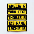 Personalised Embroidered Text Registration License Plate Patch Sew/Iron/VELCRO®