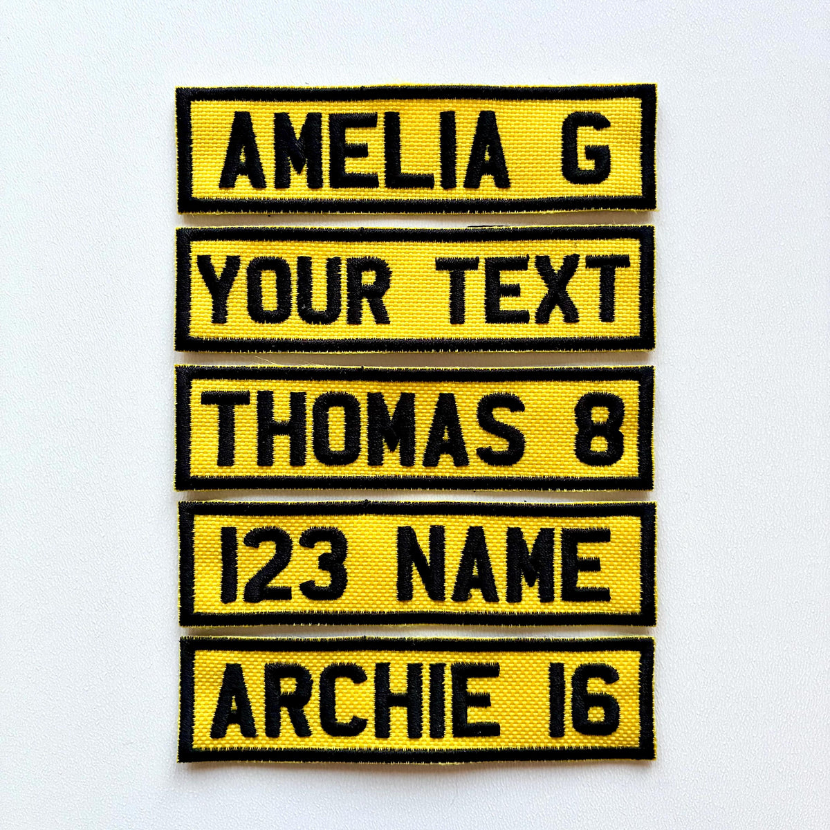 Personalised Embroidered Text Registration License Plate Patch Sew/Iron/VELCRO®
