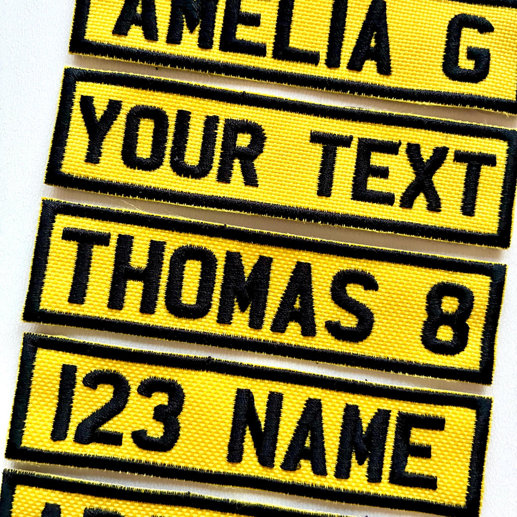 Personalised Embroidered Text Registration License Plate Patch Sew/Iron/VELCRO®