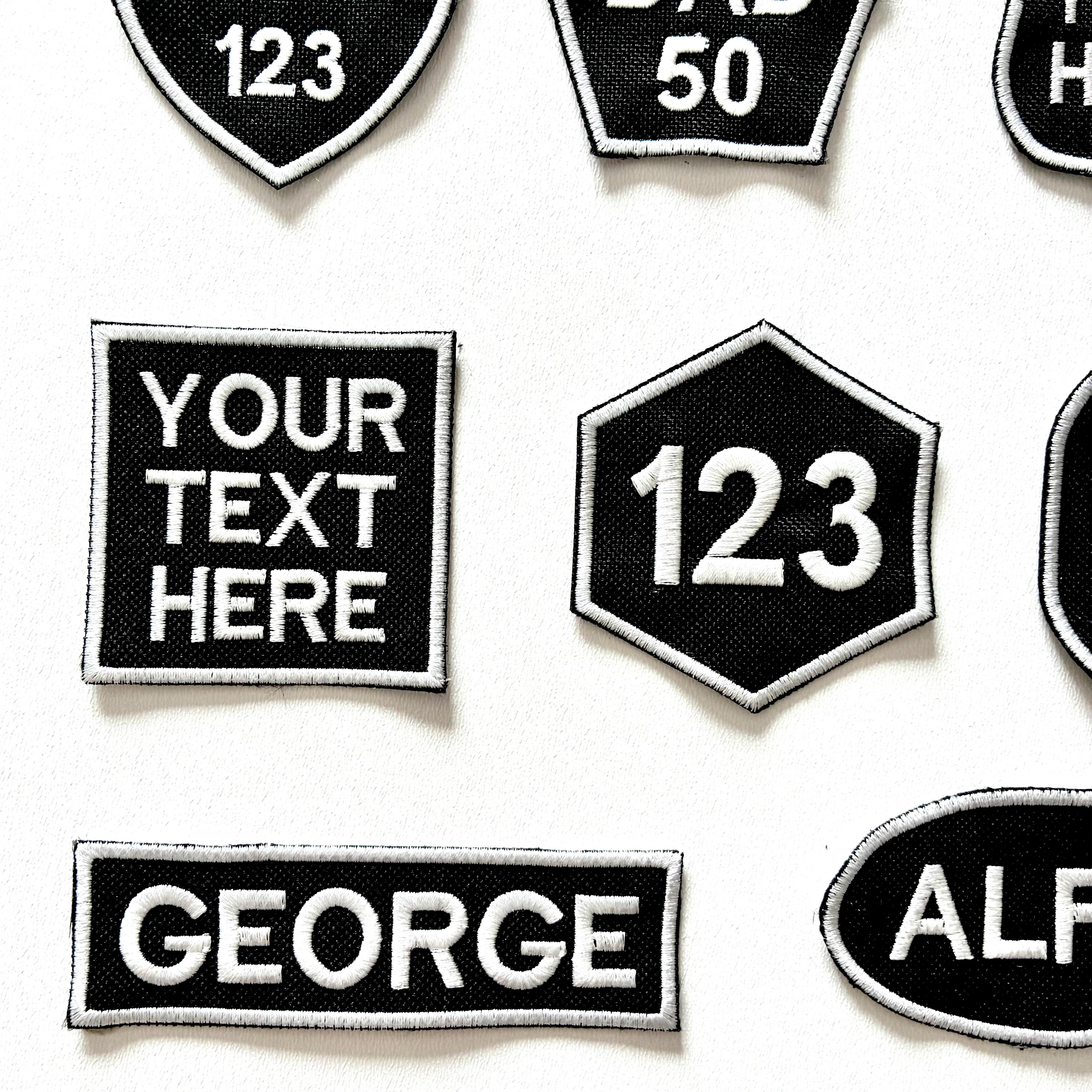 Personalised Embroidered Patches Iron & Sew On Custom Name Text Shaped Badges