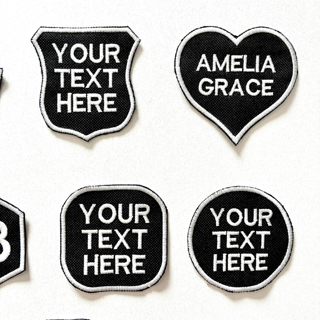 Personalised Embroidered Patches Iron & Sew On Custom Name Text Shaped Badges