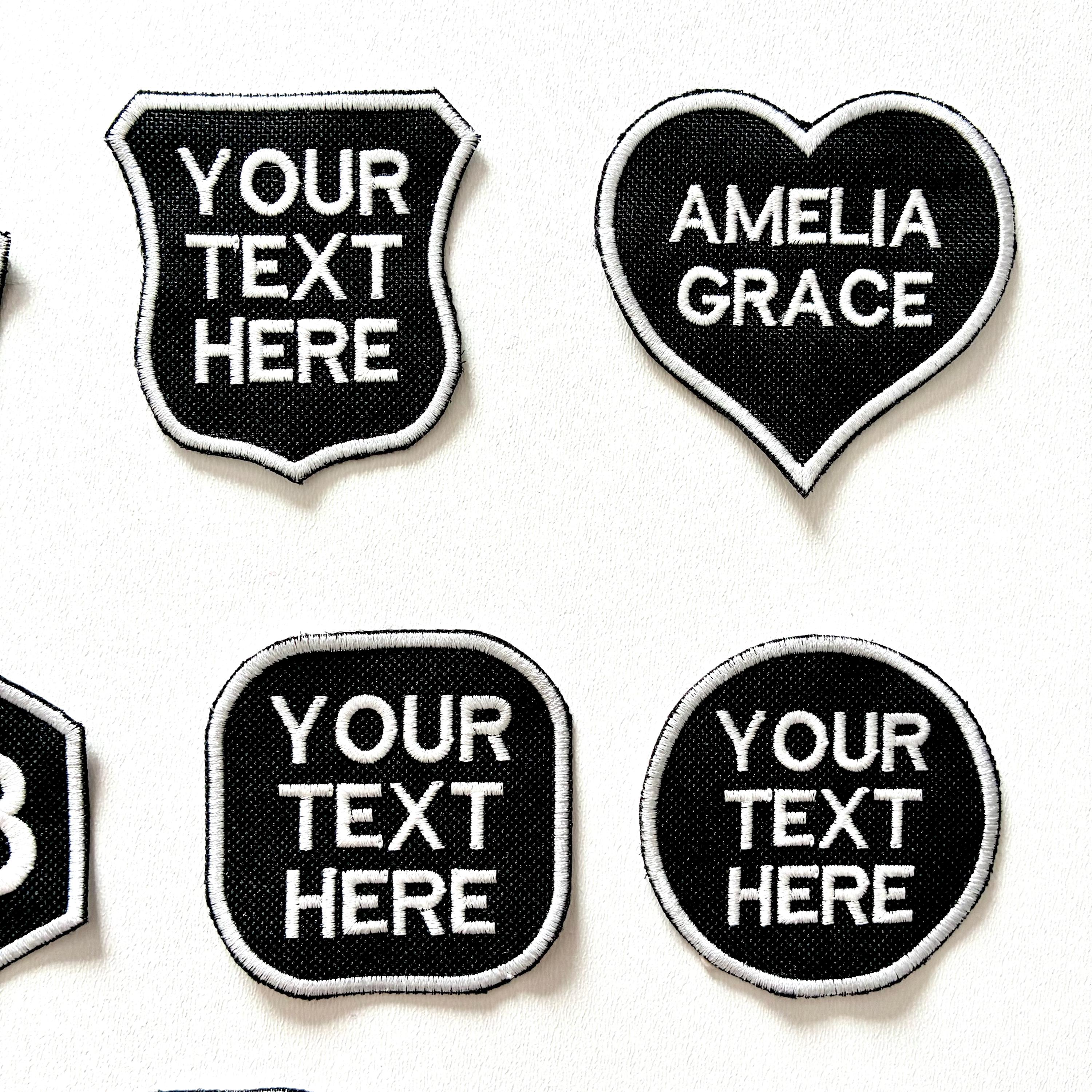 Personalised Embroidered Patches Iron & Sew On Custom Name Text Shaped Badges