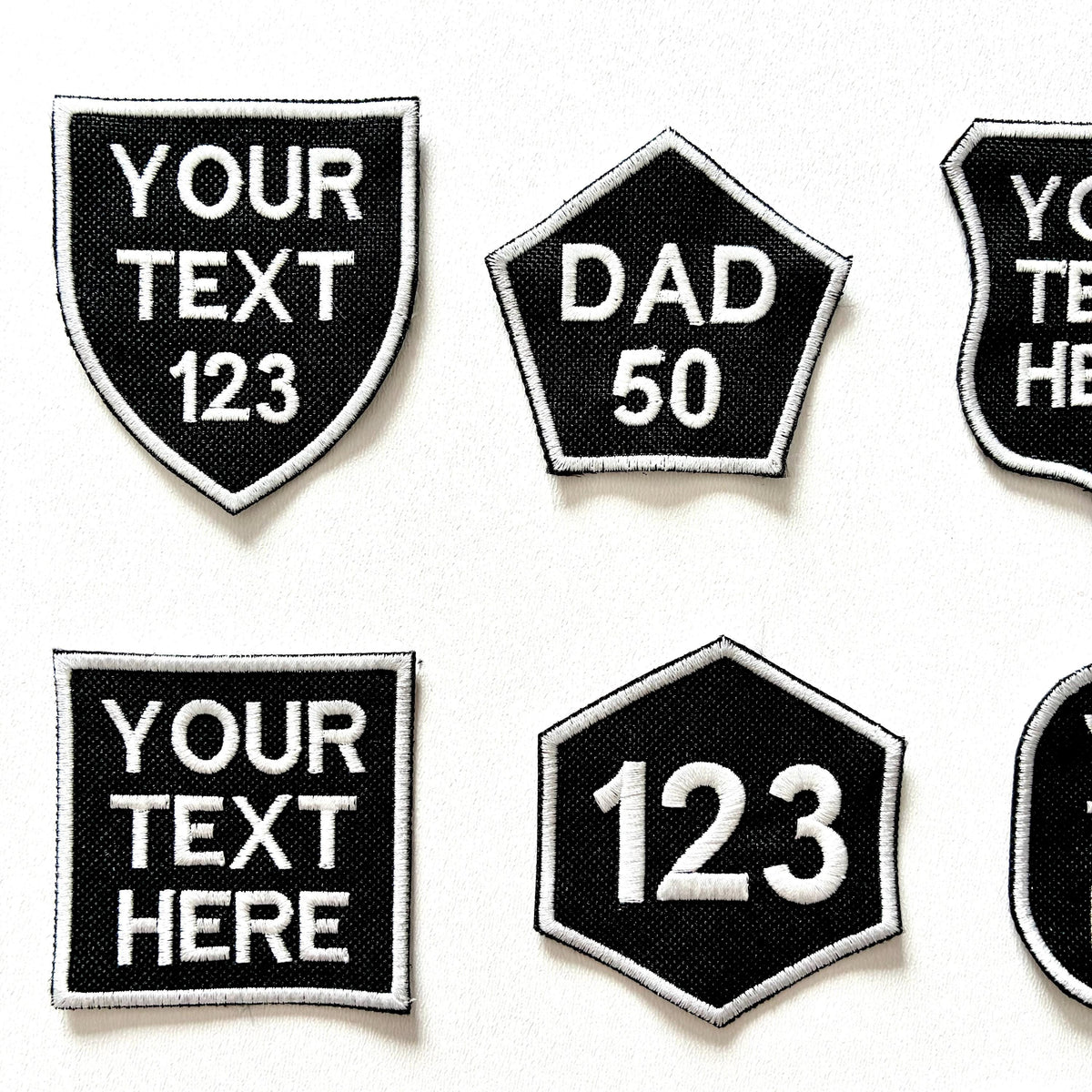 Personalised Embroidered Patches Iron & Sew On Custom Name Text Shaped Badges