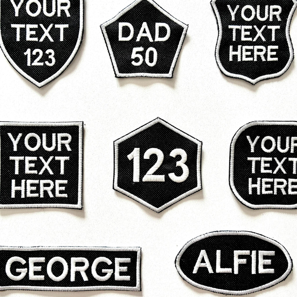 Personalised Embroidered Patches Iron & Sew On Custom Name Text Shaped Badges
