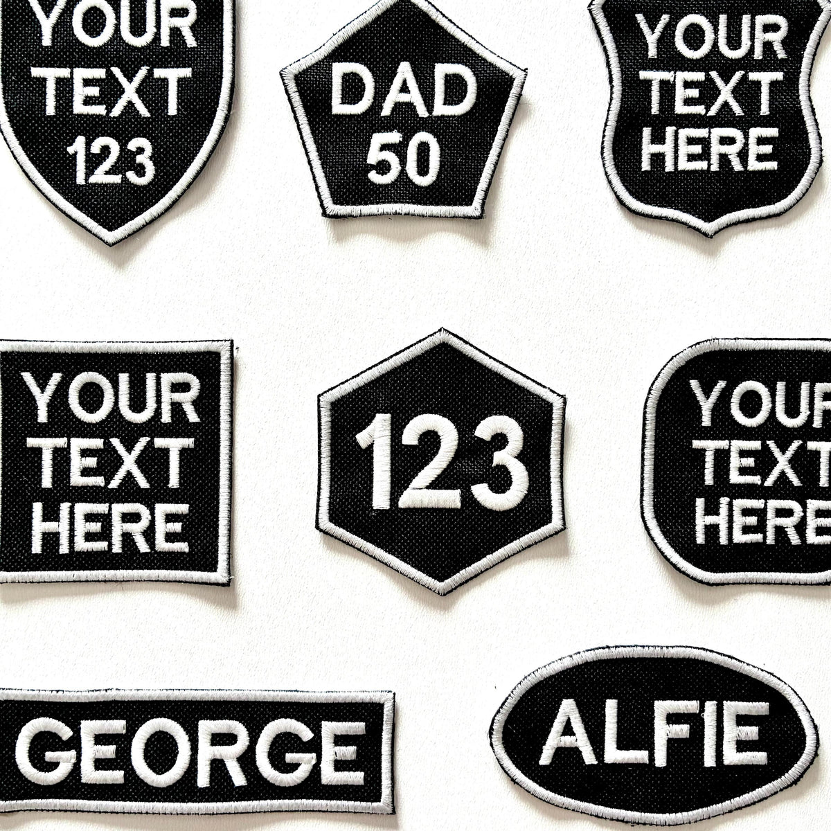 Personalised Embroidered Patches Iron & Sew On Custom Name Text Shaped Badges