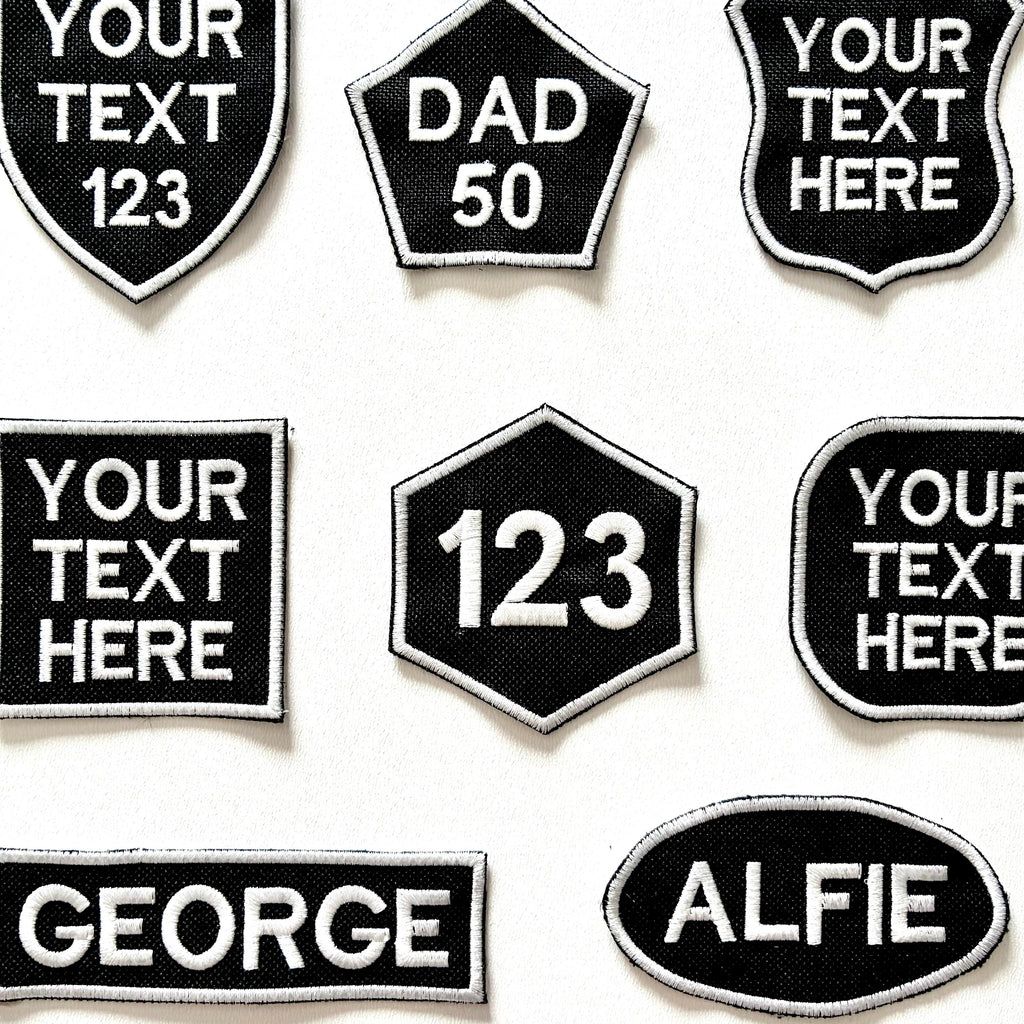 Personalised Embroidered Patches Iron & Sew On Custom Name Text Shaped Badges