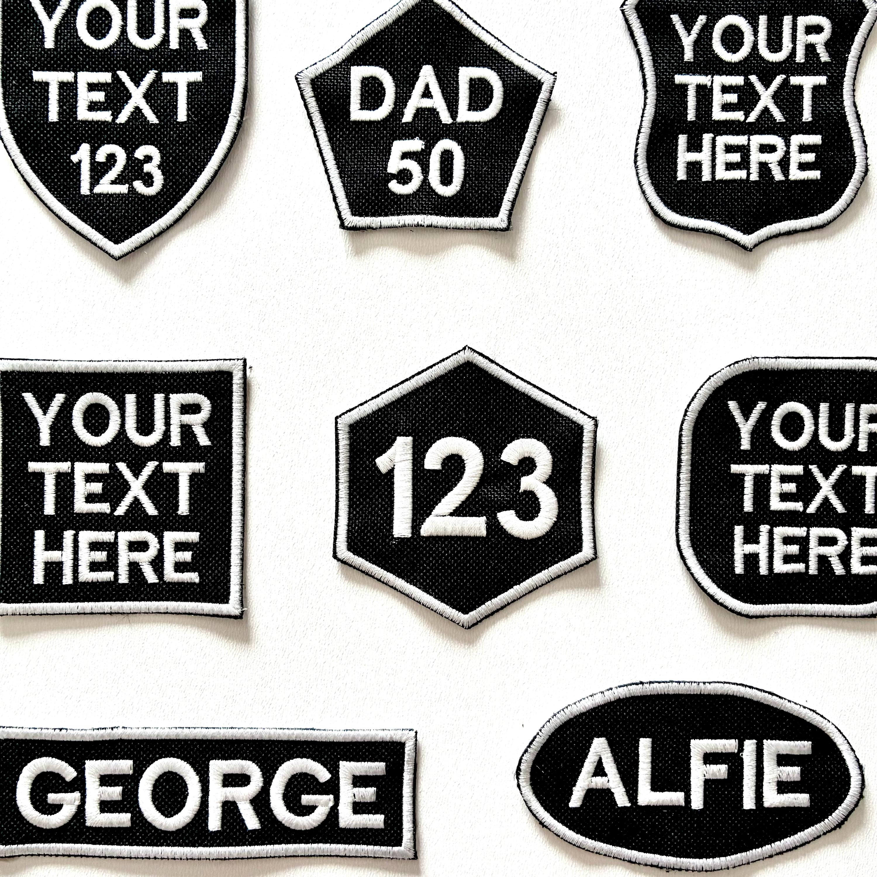Personalised Embroidered Patches Iron & Sew On Custom Name Text Shaped Badges