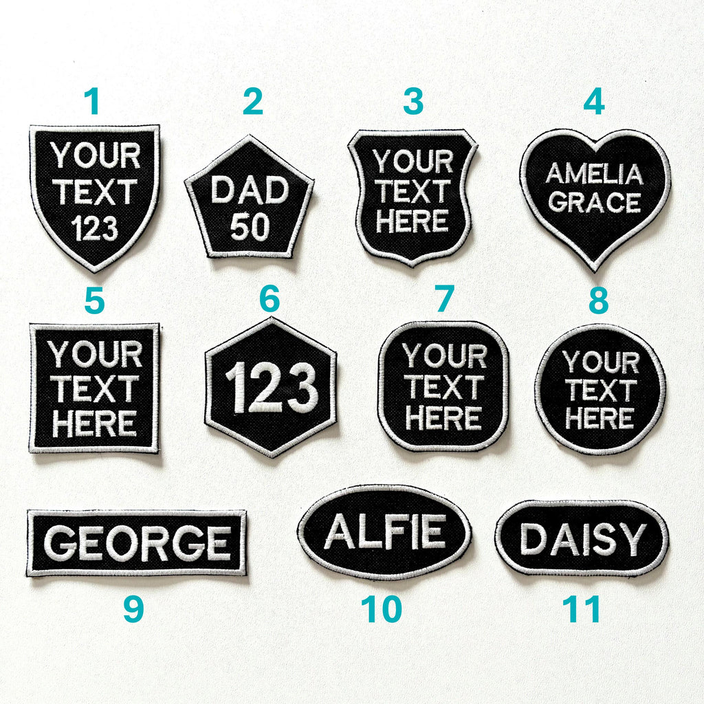 Personalised Embroidered Patches Iron & Sew On Custom Name Text Shaped Badges