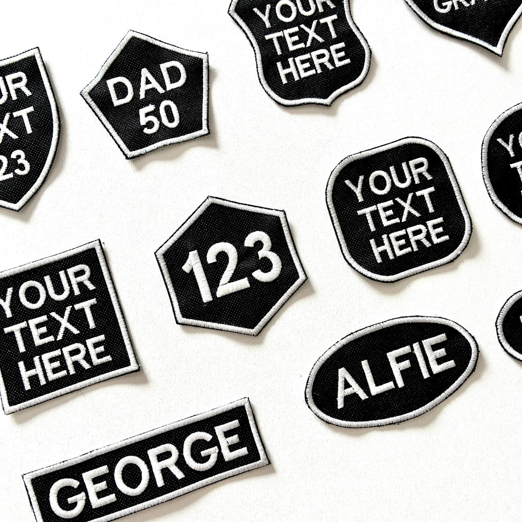 Personalised Embroidered Patches Iron & Sew On Custom Name Text Shaped Badges