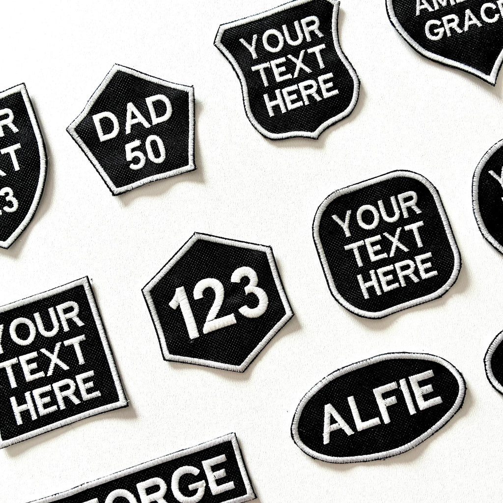 Personalised Embroidered Patches Iron & Sew On Custom Name Text Shaped Badges