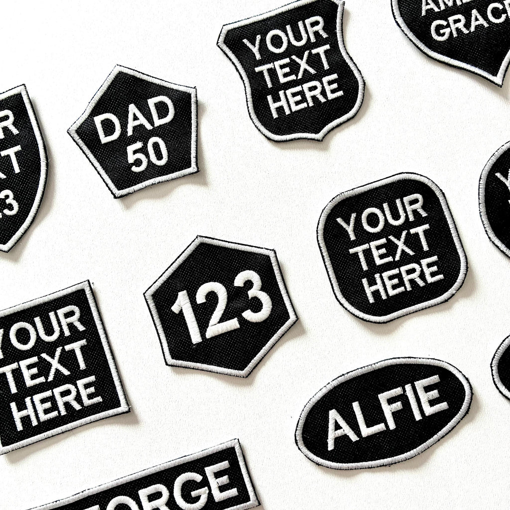 Personalised Embroidered Patches Iron & Sew On Custom Name Text Shaped Badges