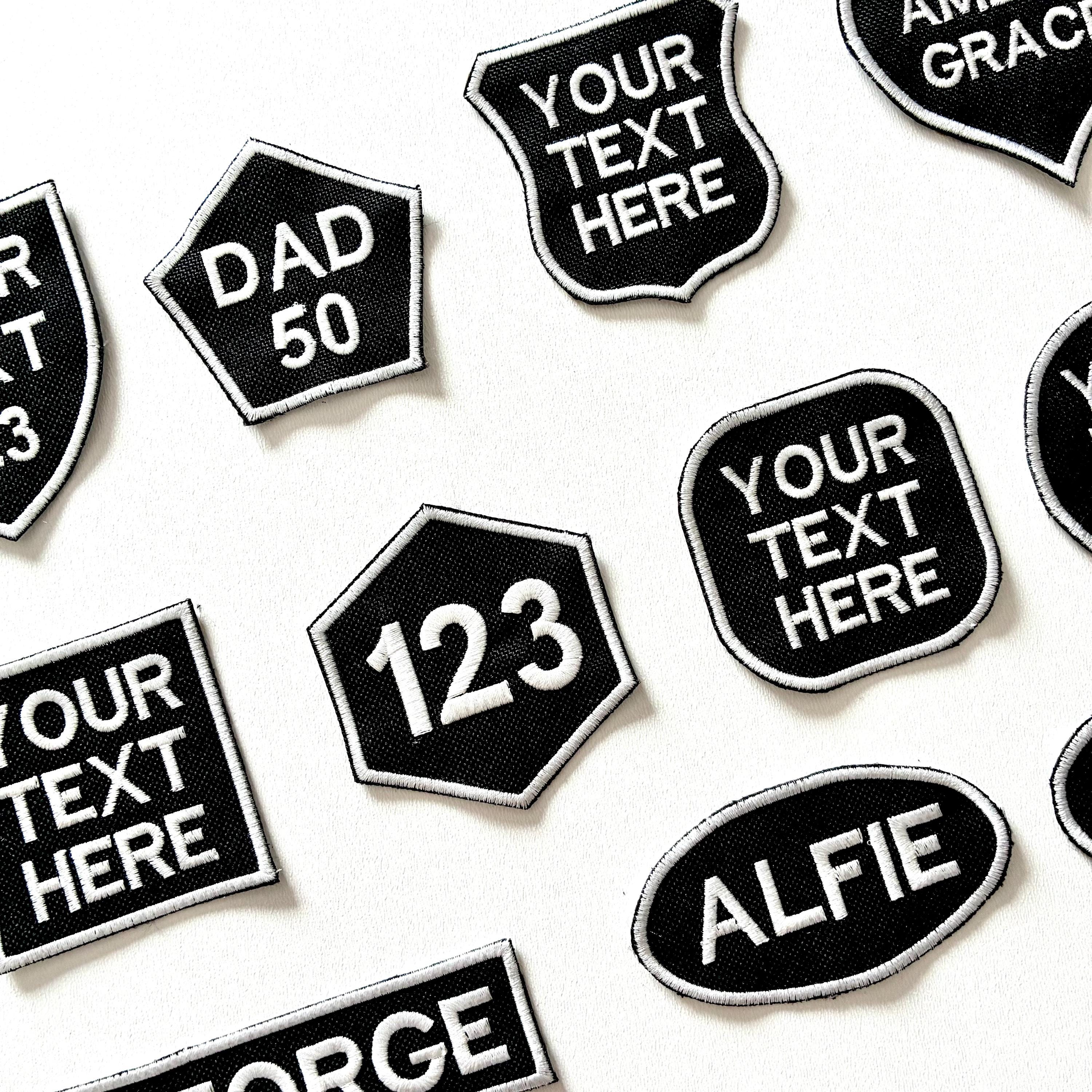 Personalised Embroidered Patches Iron & Sew On Custom Name Text Shaped Badges