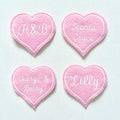 Personalised Embroidered Pink Love Heart Patch Iron On & Sew On Custom Name Text