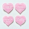 Personalised Embroidered Pink Love Heart Patch Iron On & Sew On Custom Name Text