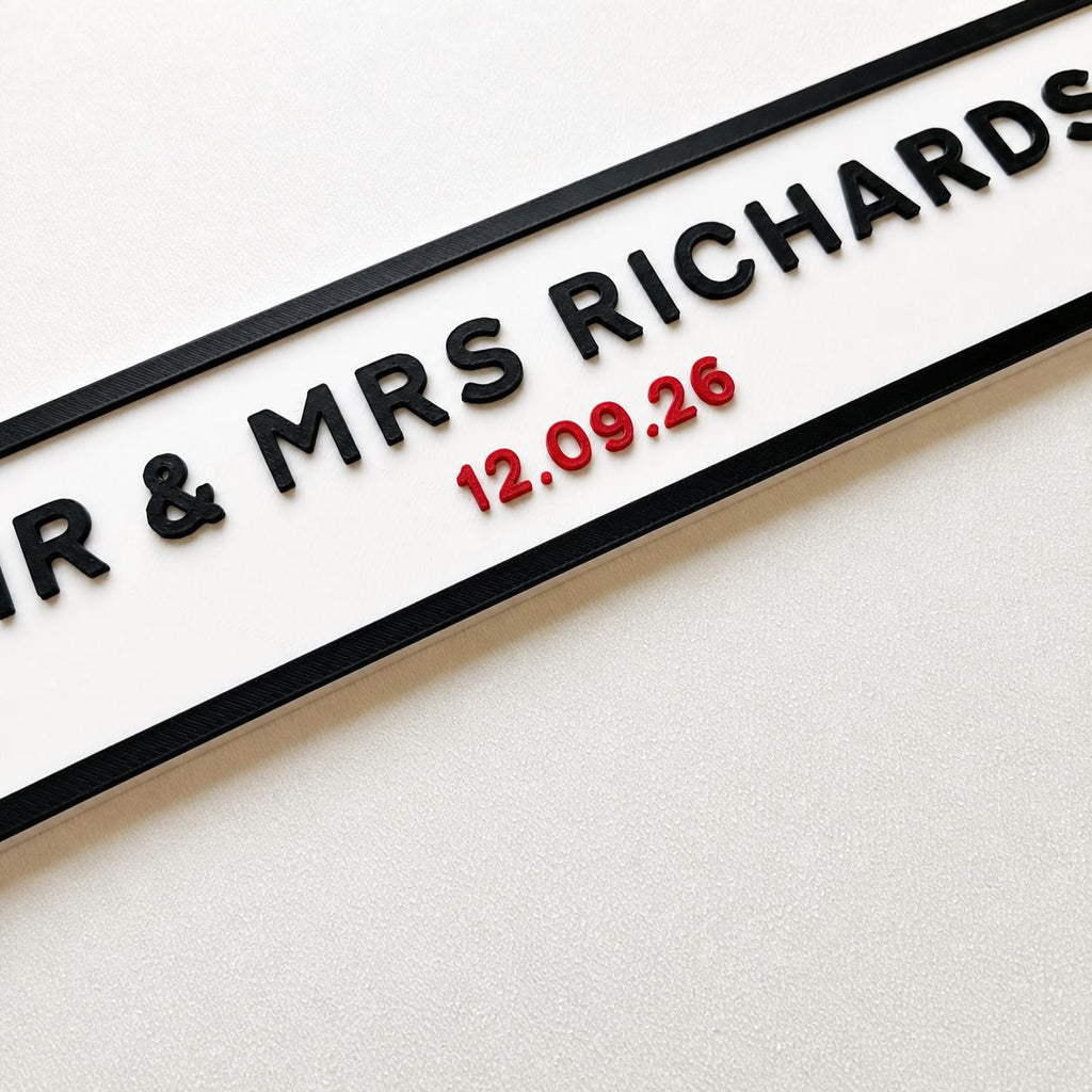 Personalised Text Sign – Custom Mr & Mrs Wedding Street Road House Decoration Plate
