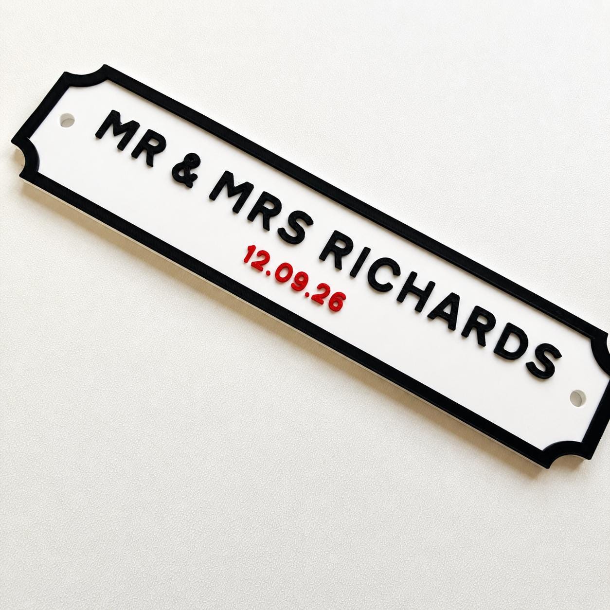 Personalised Text Sign – Custom Mr & Mrs Wedding Street Road House Decoration Plate