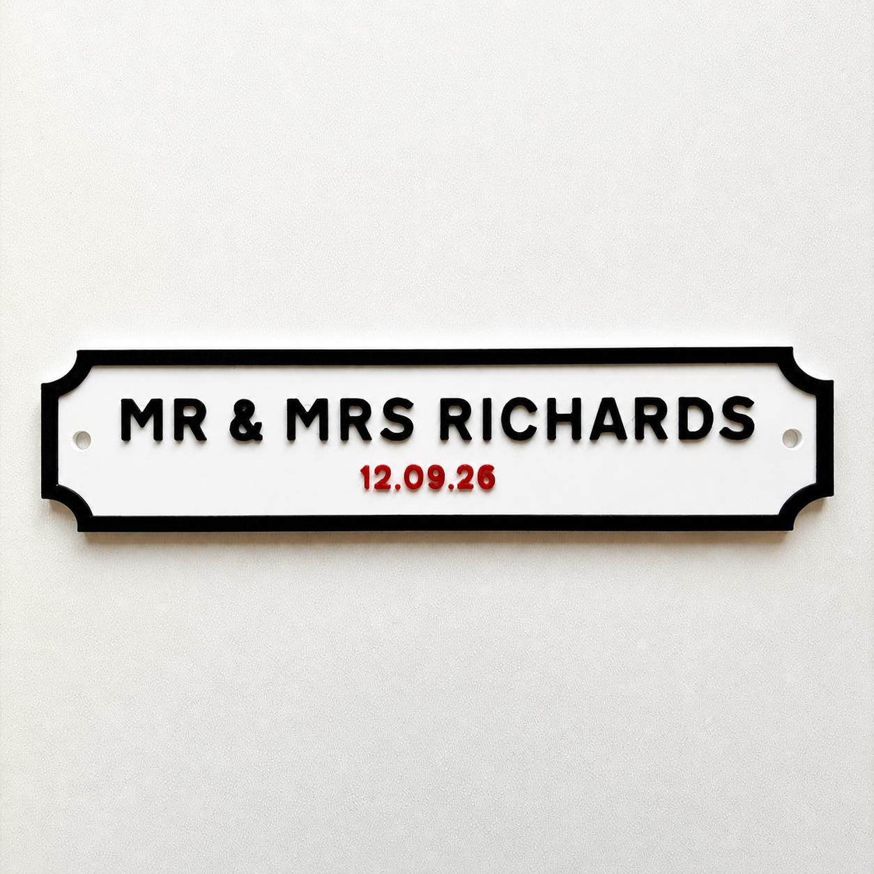 Personalised Text Sign – Custom Mr & Mrs Wedding Street Road House Decoration Plate