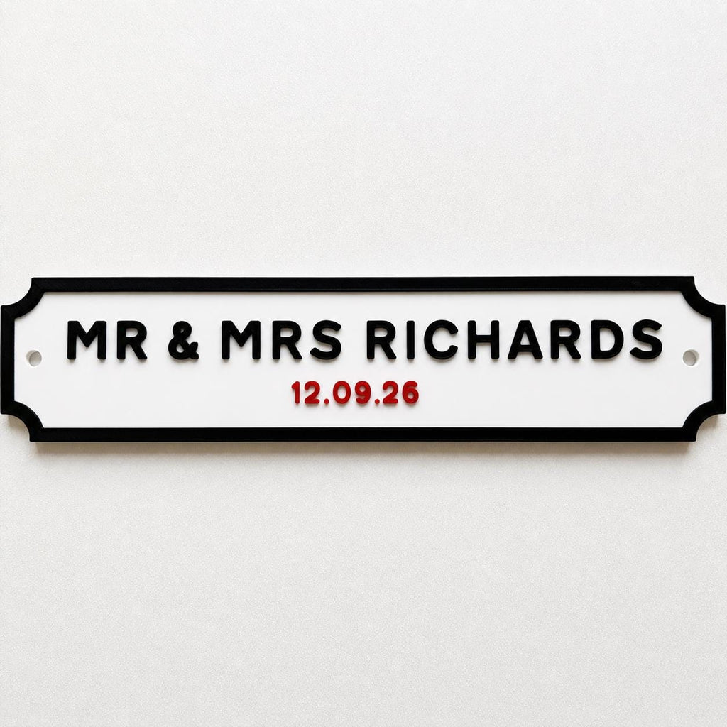 Personalised Text Sign – Custom Mr & Mrs Wedding Street Road House Decoration Plate
