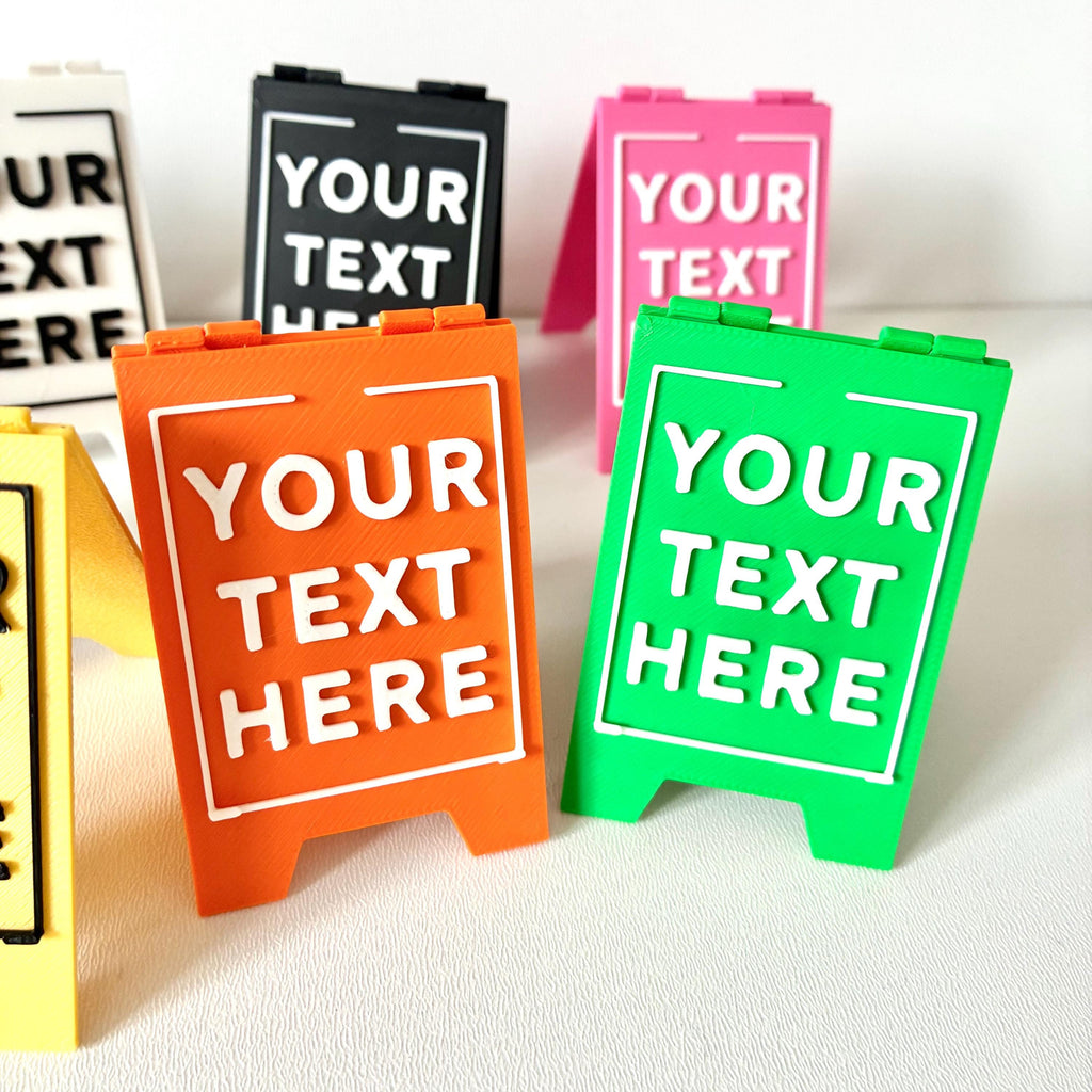 Personalised Text Mini Folding Signs - Novelty Warning Caution Office Desk Gift