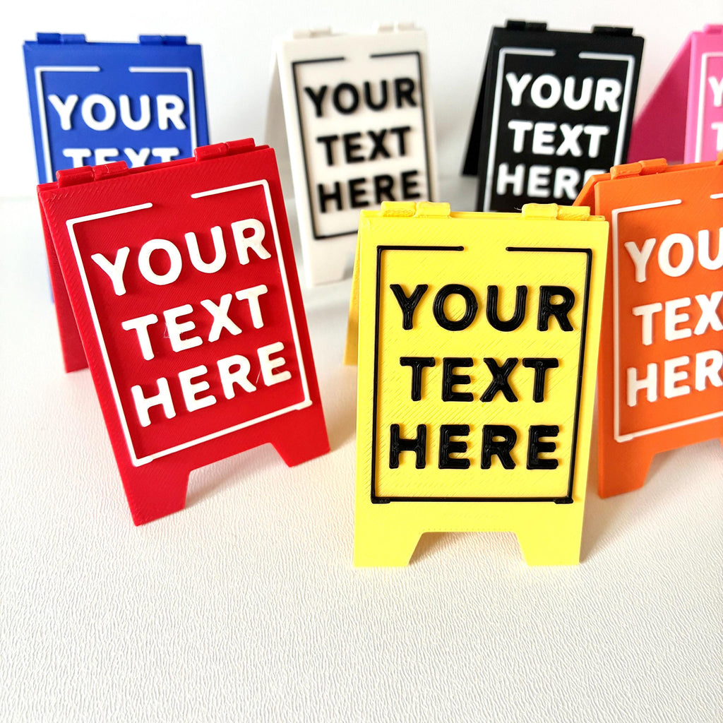 Personalised Text Mini Folding Signs - Novelty Warning Caution Office Desk Gift