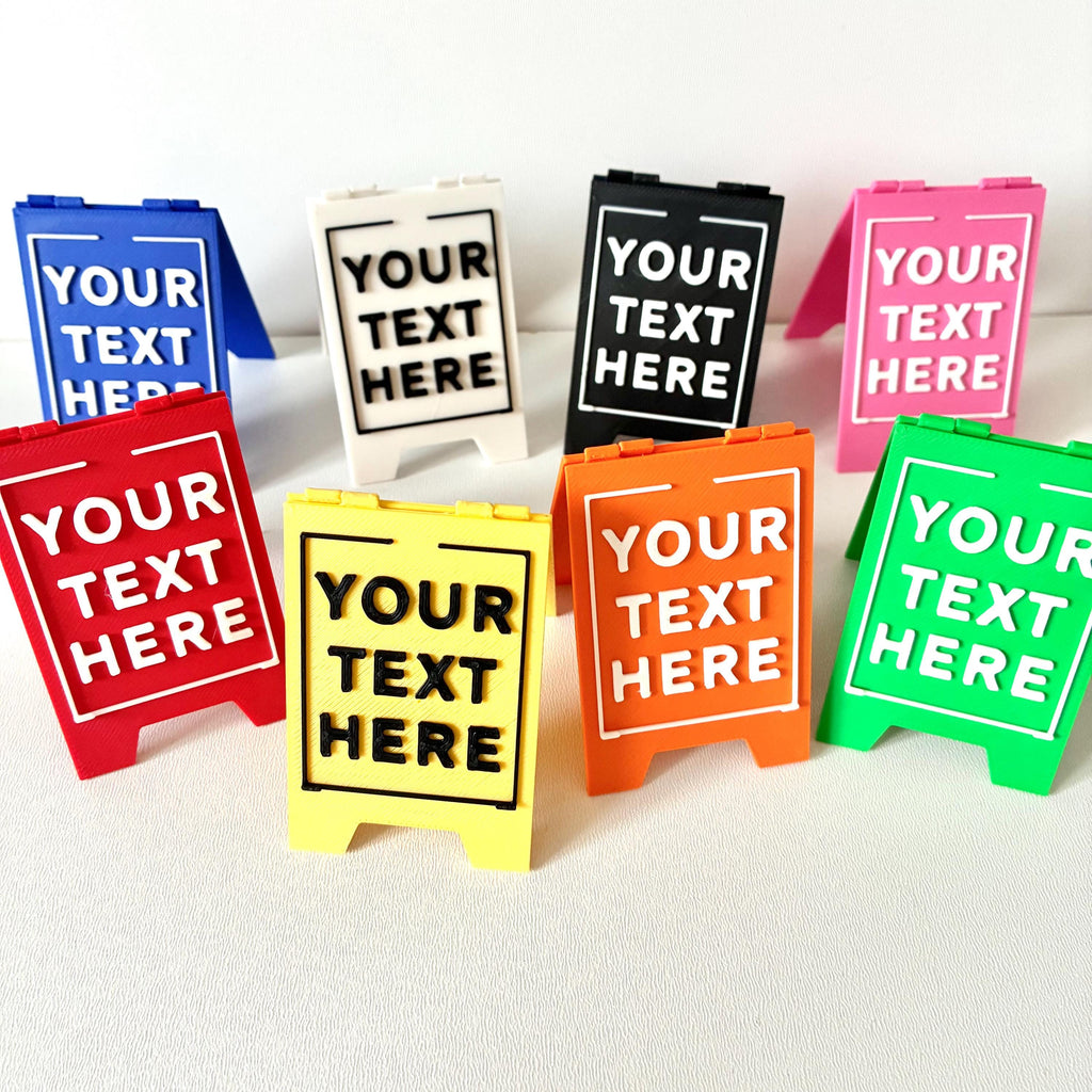 Personalised Text Mini Folding Signs - Novelty Warning Caution Office Desk Gift