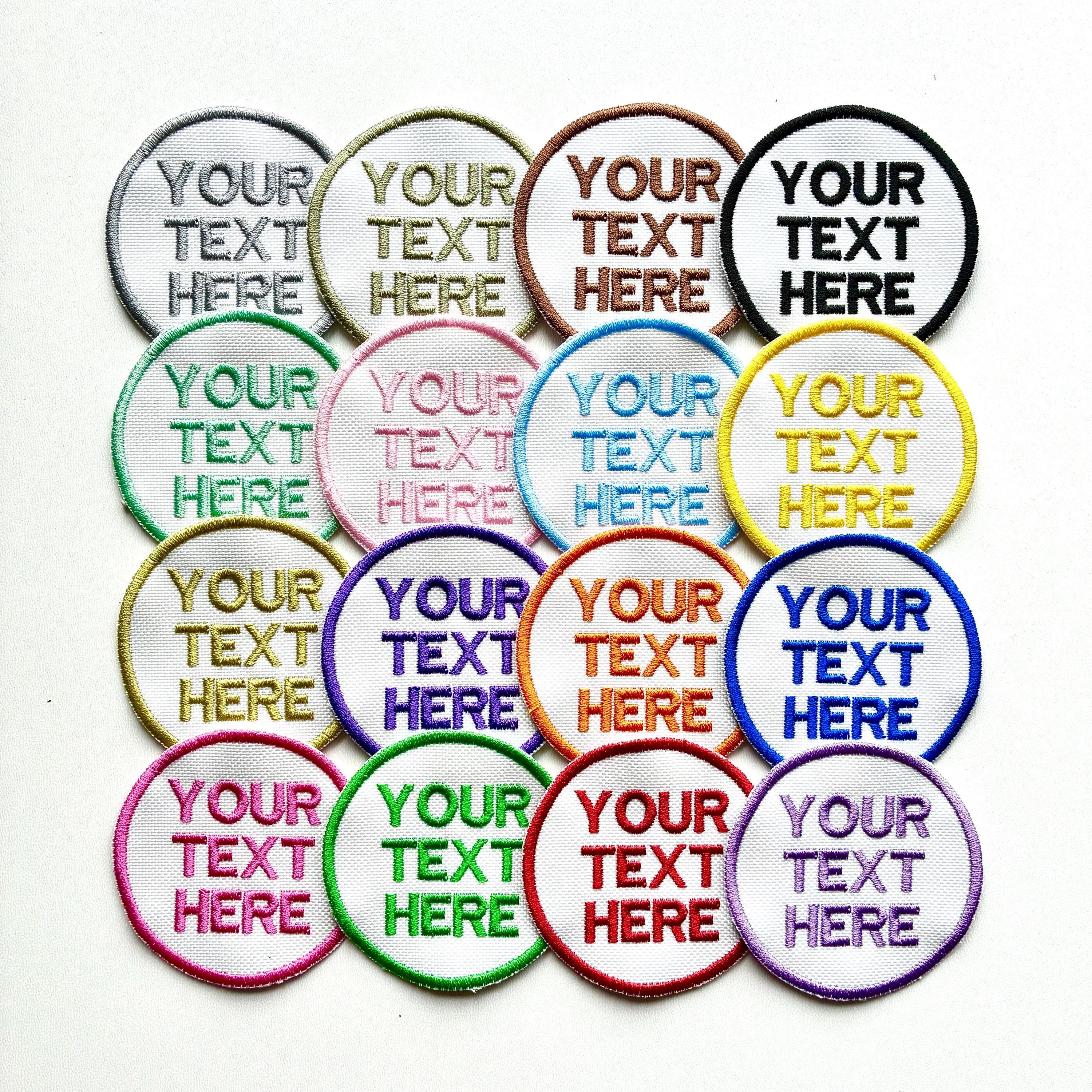 Personalised Embroidered Text Circle Patch Iron On & Sew On Custom Name Badge