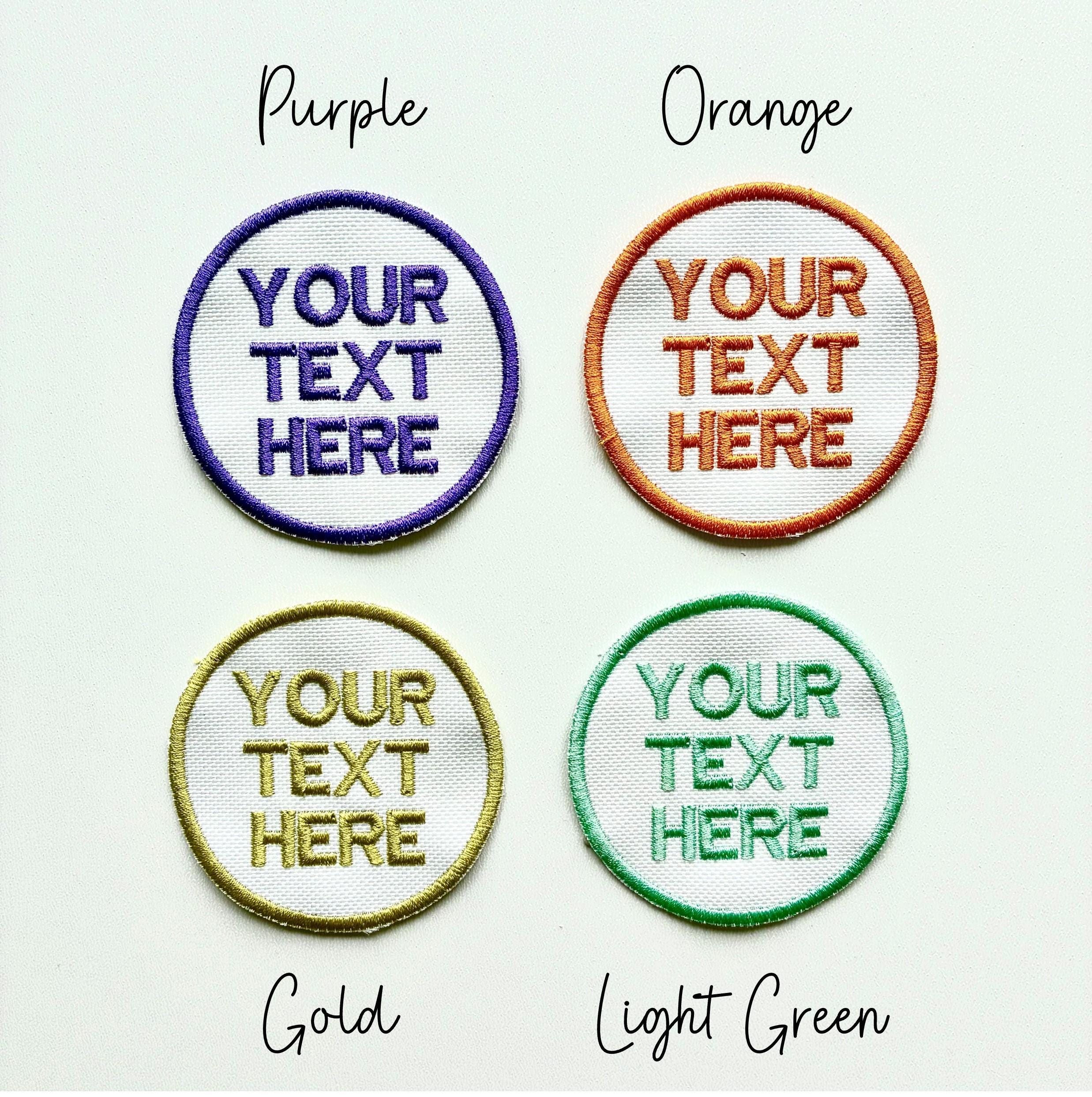 Personalised Embroidered Text Circle Patch Iron On & Sew On Custom Name Badge