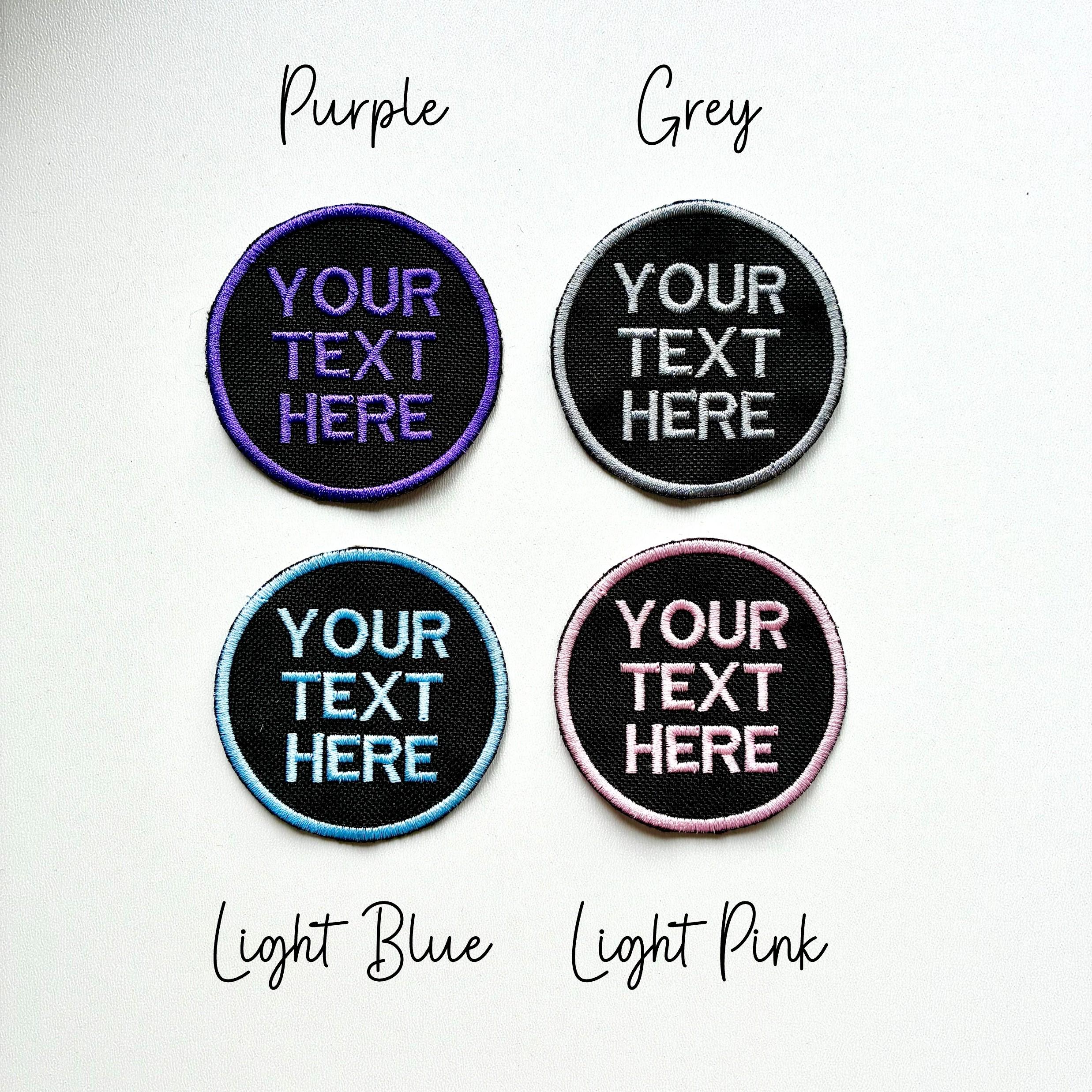 Personalised Embroidered Text Circle Patch Iron On & Sew On Custom Name Badge
