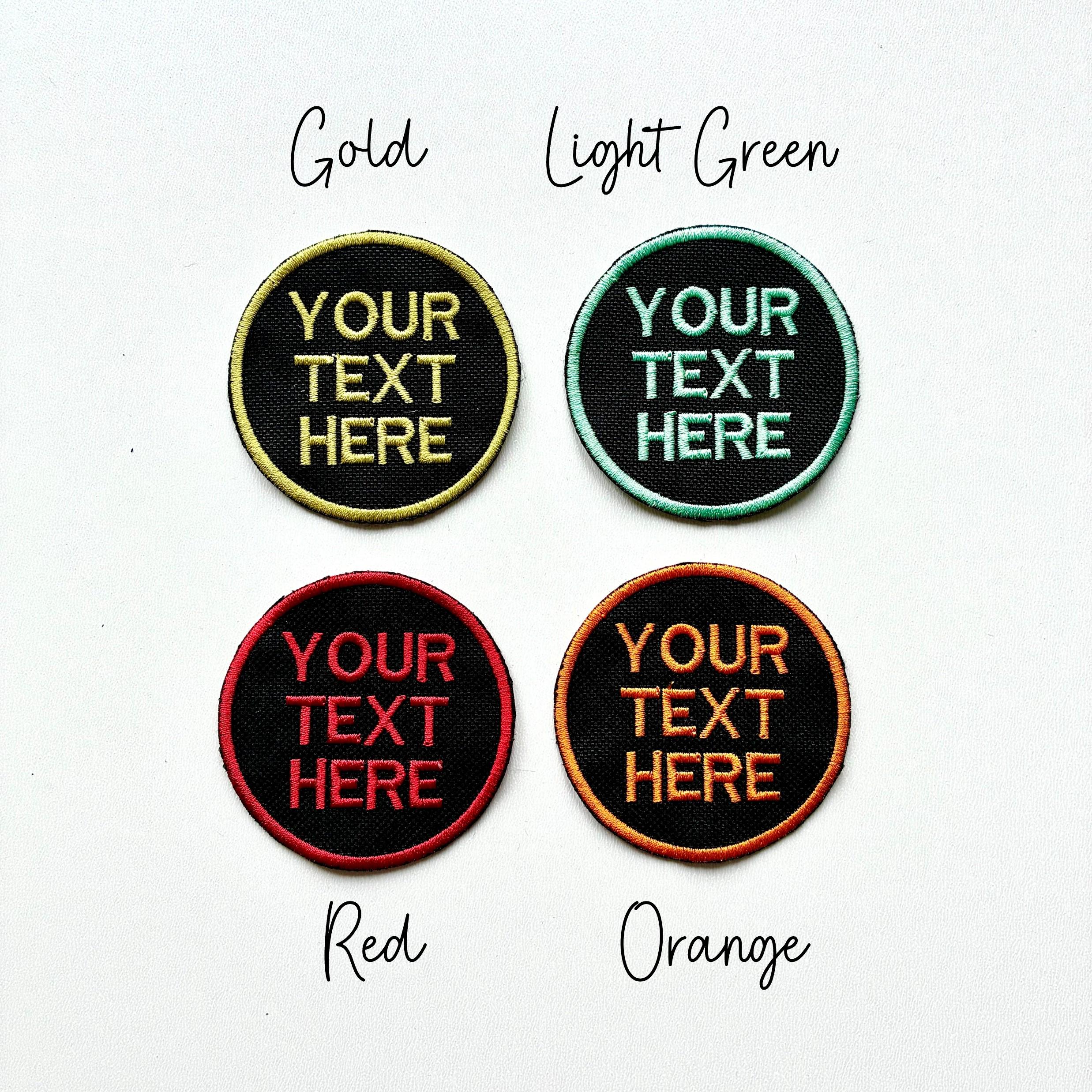 Personalised Embroidered Text Circle Patch Iron On & Sew On Custom Name Badge