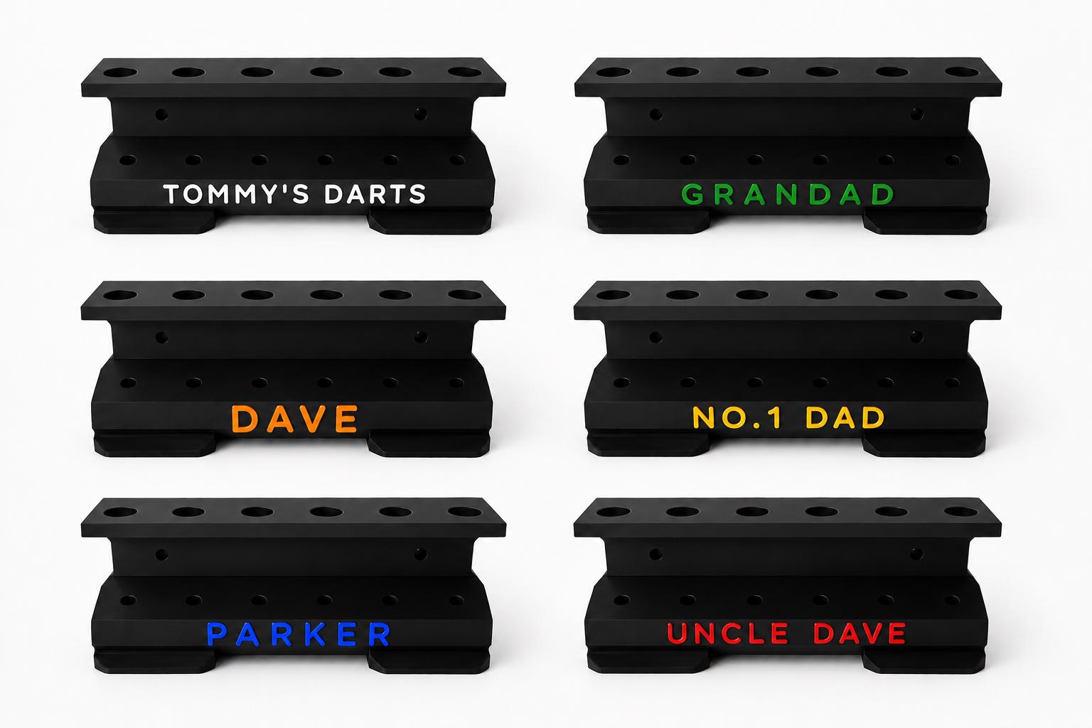 Personalised 6-Slot Darts Holder Name Text Wall Mounted/Freestanding Rack Stand