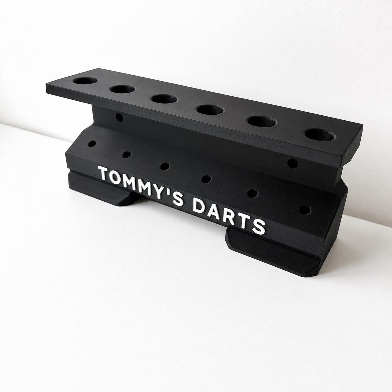 Personalised 6-Slot Darts Holder Name Text Wall Mounted/Freestanding Rack Stand